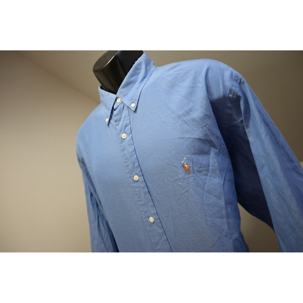 Polo Ralph Lauren Yarmouth Dress Shirt Mens XL 17-35 Blue Cotton Button Down EUC